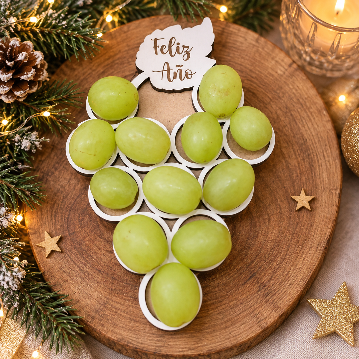 porta uvas personalizado, porta uvas de fin de año, porta uvas Nochevieja, porta uvas de madera, 12 uvas de la suerte, bandeja para uvas personalizada, porta uvas Navidad, regalo personalizado Navidad, regalo de Fin de Año, detalle Nochevieja, detalle personalizado, regalo para trabajadores, regalo para empleados, regalo de empresa Navidad, regalo corporativo Navidad, detalles de empresa, regalos para clientes, regalos para colaboradores, detalle original Fin de Año, decoración mesa Nochevieja, Emoción en L