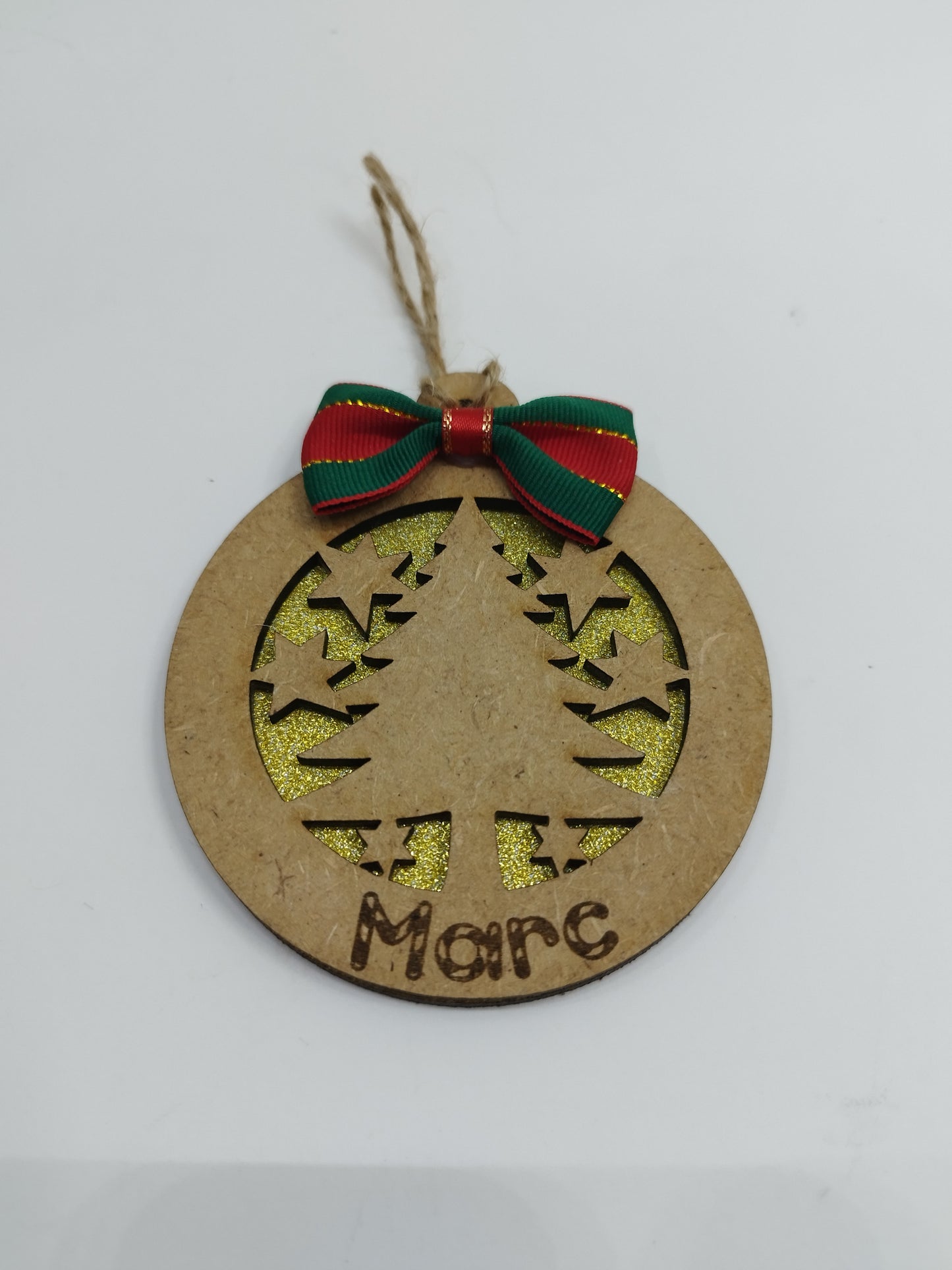 BOLA DE NAVIDAD ÁRBOL Y ESTRELLAS PERSONALIZADA