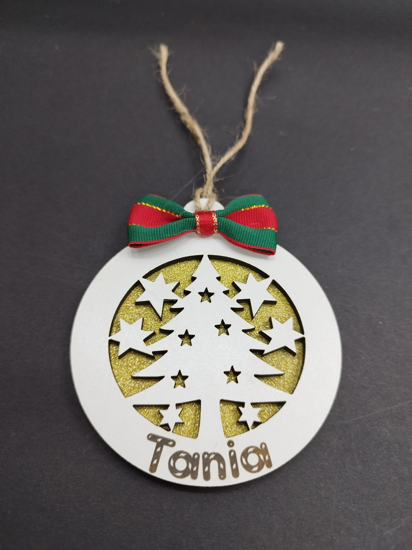 BOLA DE NAVIDAD ÁRBOL Y ESTRELLAS PERSONALIZADA