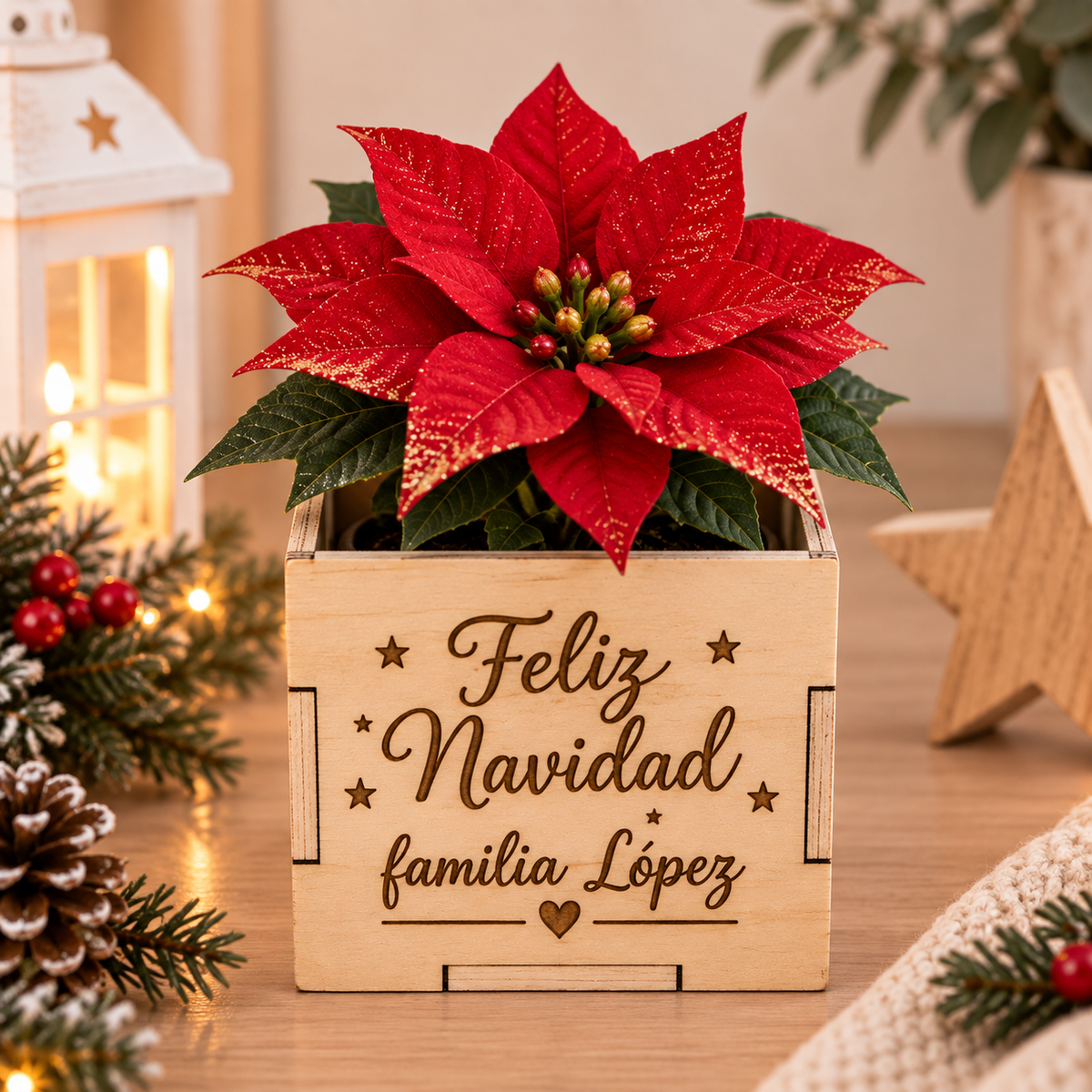 maceta de Navidad personalizada, maceta navideña personalizada, maceta de madera navideña, maceta de madera personalizada, macetero navideño personalizado, macetero de madera Navidad, planta de Navidad en maceta, maceta con planta de Navidad, regalo de Navidad personalizado, regalo navideño original, regalo personalizado Navidad, detalle de Navidad personalizado, detalle navideño original, regalo para Navidad, regalo para familia en Navidad, regalo para mamá Navidad, regalo para amiga Navidad, regalo para p