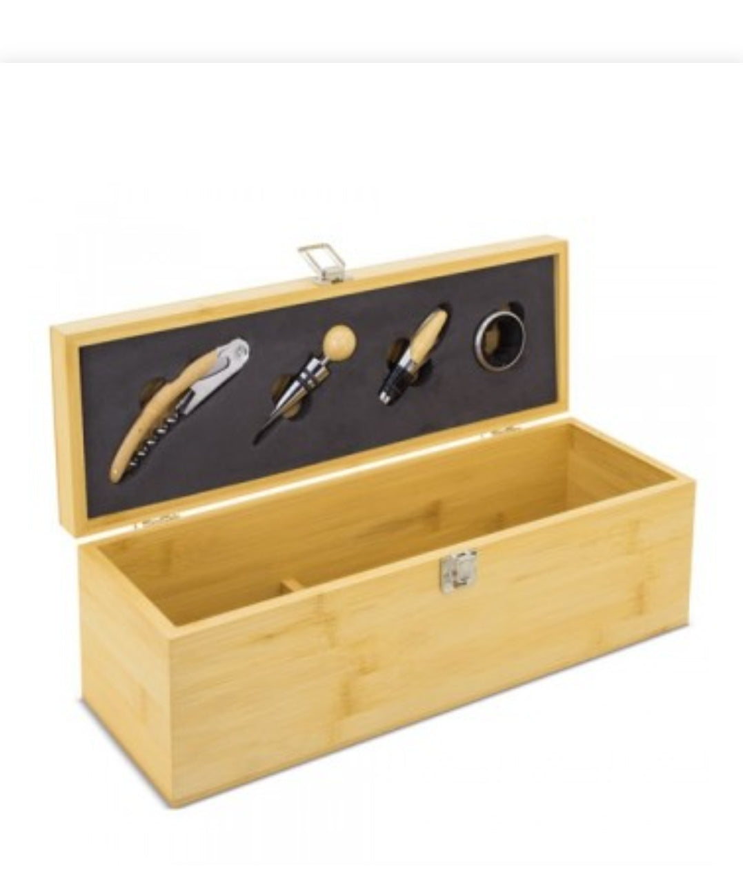 Caja de vino personalizada con accesorios