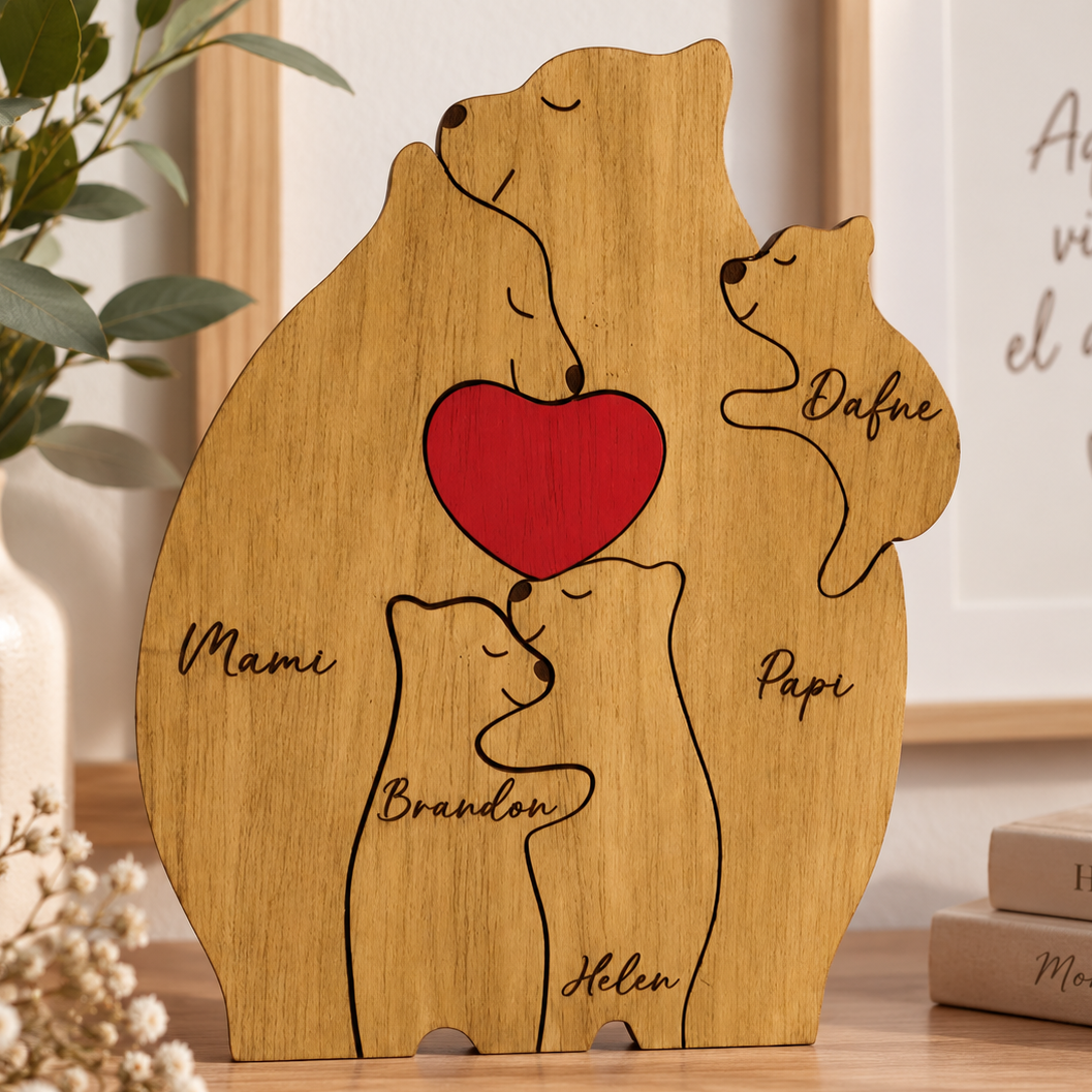 familia de osos personalizada, osos de madera personalizados, familia de osos de madera, decoración familiar personalizada, decoración de hogar personalizada, decoración de casa en madera, adorno familiar personalizado, regalo personalizado para familia, regalo para padres personalizado, regalo para mamá y papá, regalo familiar original, regalo de madera personalizado, cuadro familiar de madera, familia personalizada con nombres, osos con nombres personalizados, decoración con nombres, decoración familiar e
