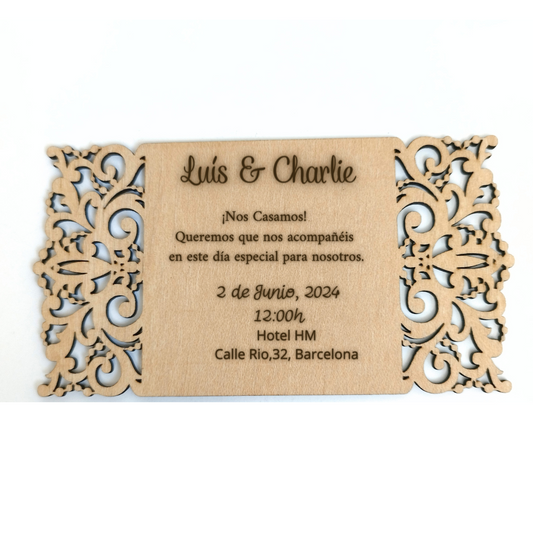 INVITACIÓN  DE MADERA PERSONALIZADA 2