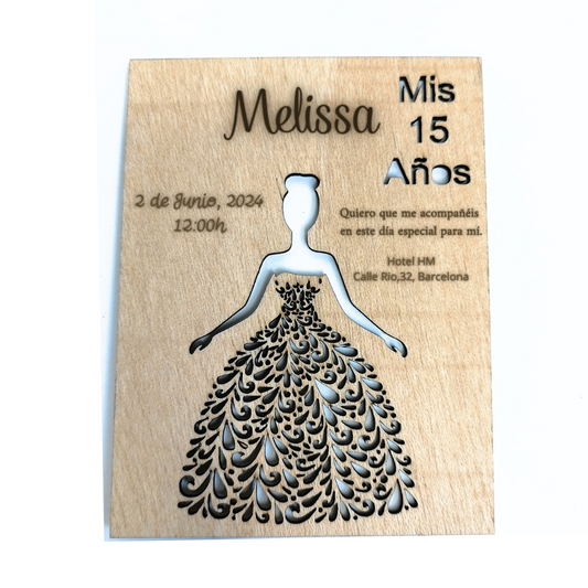INVITACIONES DE MADERA PARA QUINCE AÑOS