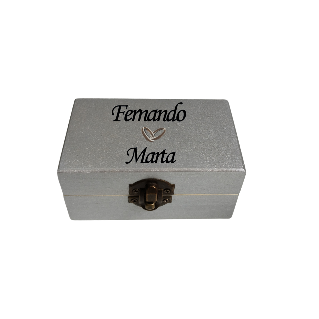 CAJA DE MADERA "PORTA ALIANZAS"  PERSONALIZADA
