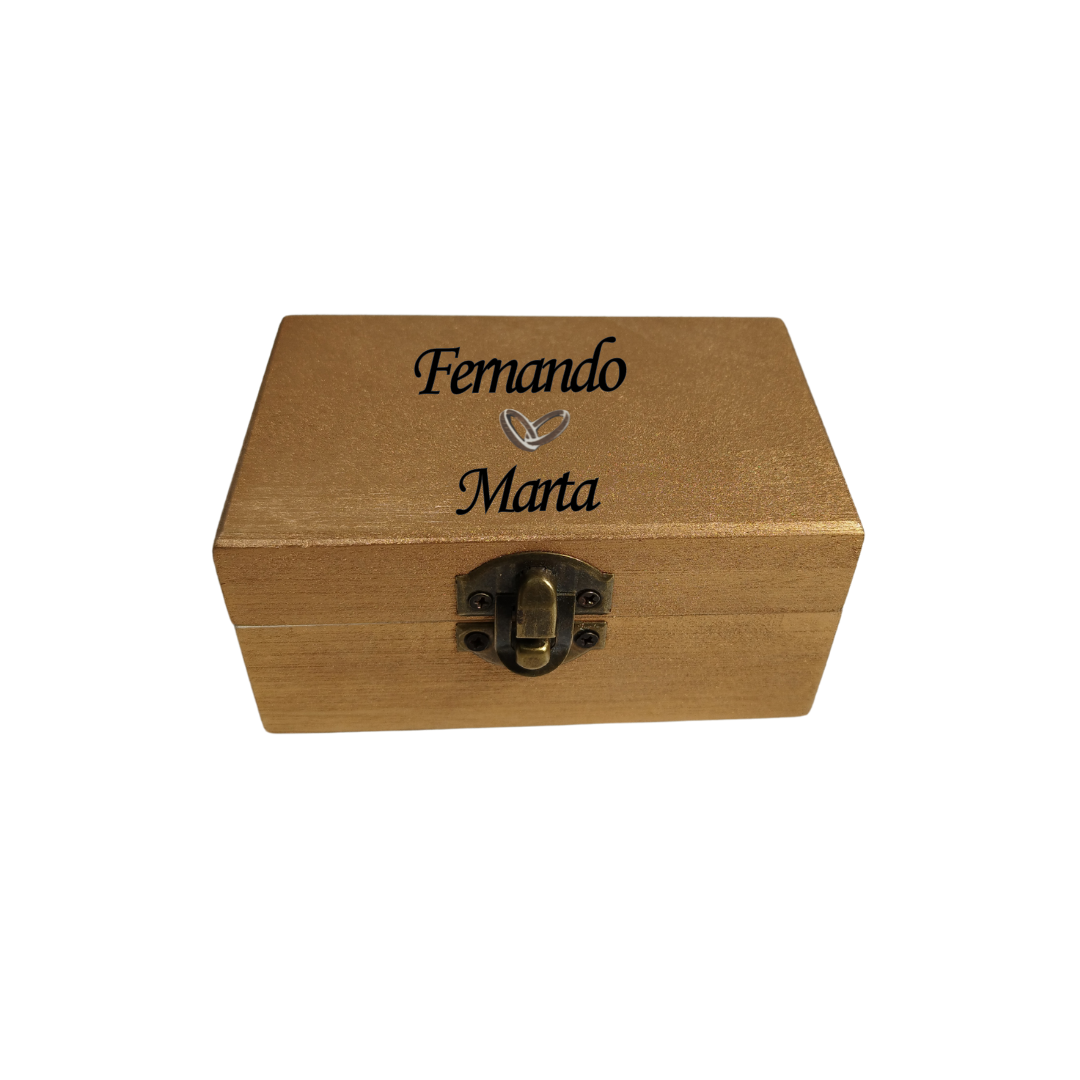 CAJA DE MADERA "PORTA ALIANZAS"  PERSONALIZADA