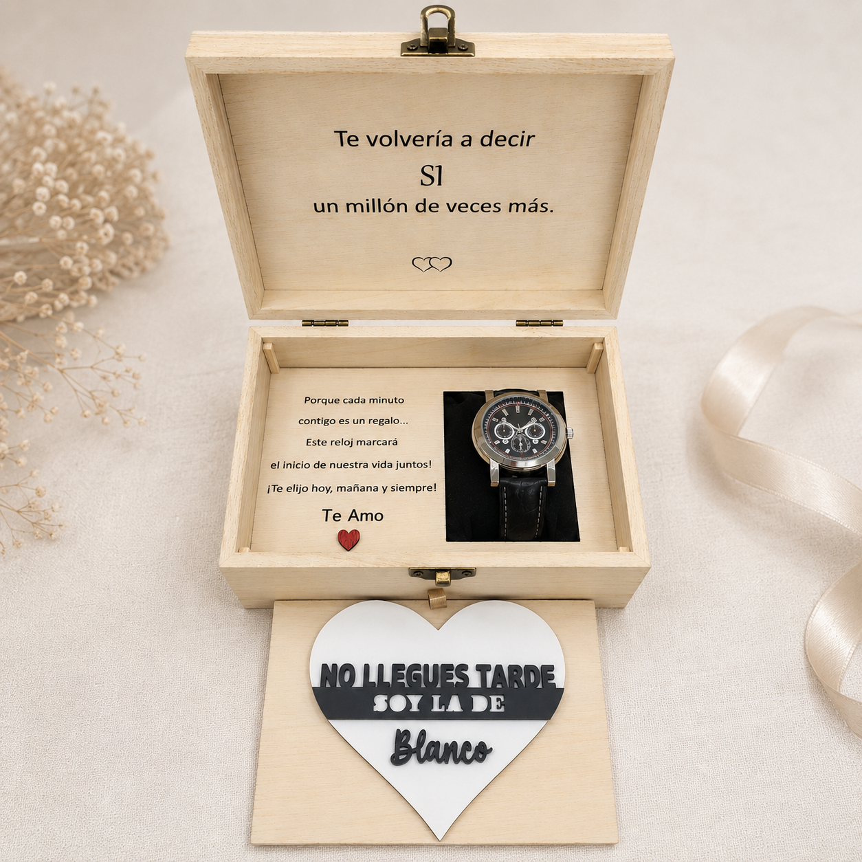 Caja de madera, caja personalizada, caja para futuro esposo, regalo para novio, regalo para futuro marido, regalo de boda, regalo para novio boda, regalo personalizado, caja regalo hombre, caja para reloj, caja para gemelos, caja para reloj y gemelos, regalo romántico, regalo de boda para hombre, detalle para novio, detalle de boda, regalo especial, regalo original, caja artesanal, caja de madera personalizada, regalo personalizado para hombre, Emoción en Letras