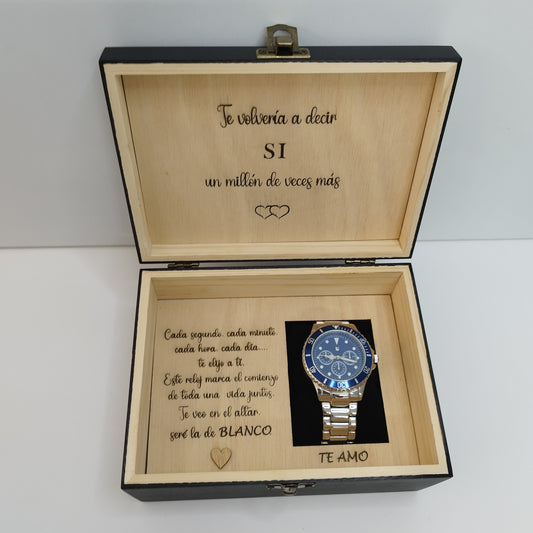 CAJA DE RELOJ CLÁSICA NEGRA