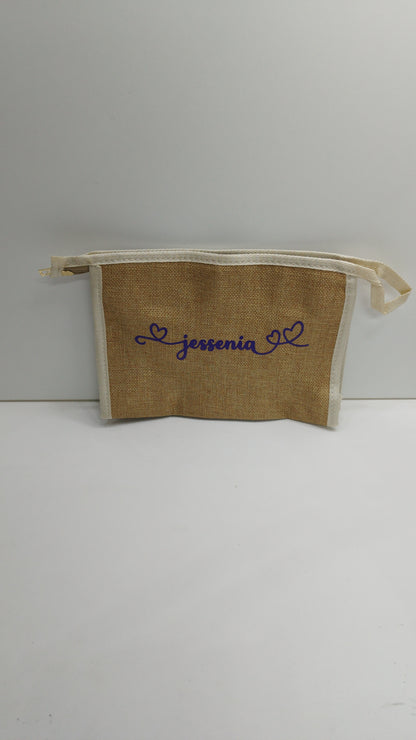 BOLSO Y NECESER DE LINO PERSONALIZADO  blanco