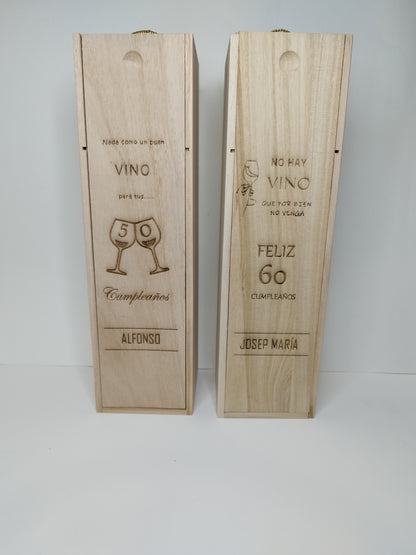 regalos personalizados para cumpleaños, caja de vino personalizada, caja de madera para vino personalizada