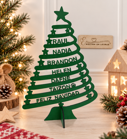 árbol de Navidad personalizado, árbol de Navidad de madera, árbol navideño personalizado, árbol de Navidad con nombres, árbol de madera con nombres, árbol Navidad familiar, árbol personalizado para familia, decoración navideña personalizada, decoración Navidad de madera, adorno de Navidad personalizado, árbol navideño de sobremesa, árbol de Navidad artesanal, árbol Navidad original, árbol Navidad decorativo, árbol personalizado con nombres familiares, regalo de Navidad personalizado, regalo para familia Nav