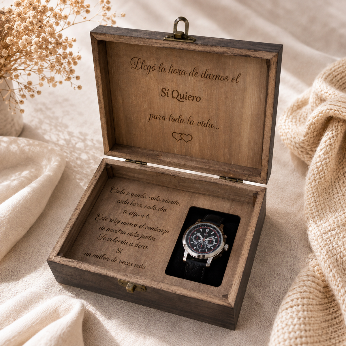 Caja de madera, caja personalizada, caja para futuro esposo, regalo para novio, regalo para futuro marido, regalo de boda, regalo para novio boda, regalo personalizado, caja regalo hombre, caja para reloj, caja para gemelos, caja para reloj y gemelos, regalo romántico, regalo de boda para hombre, detalle para novio, detalle de boda, regalo especial, regalo original, caja artesanal, caja de madera personalizada, regalo personalizado para hombre, Emoción en Letras, CAJA DE MADERA VINTAGE