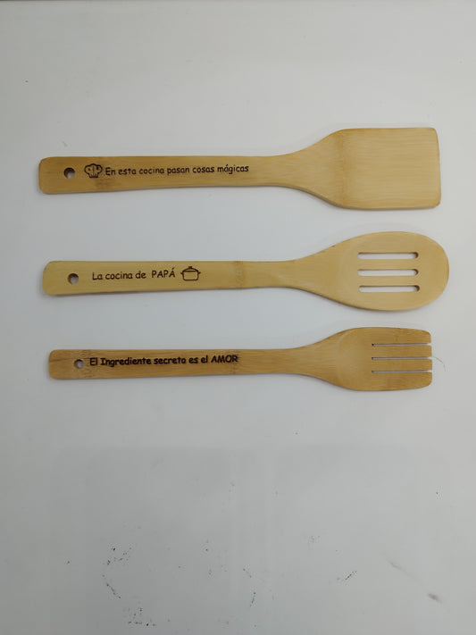 KIT DE 3 CUCHARAS DE MADERA