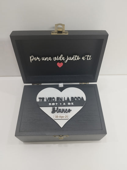 CAJA DE MADERA "PORTA GEMELOS"  PERSONALIZADA MEDIANA